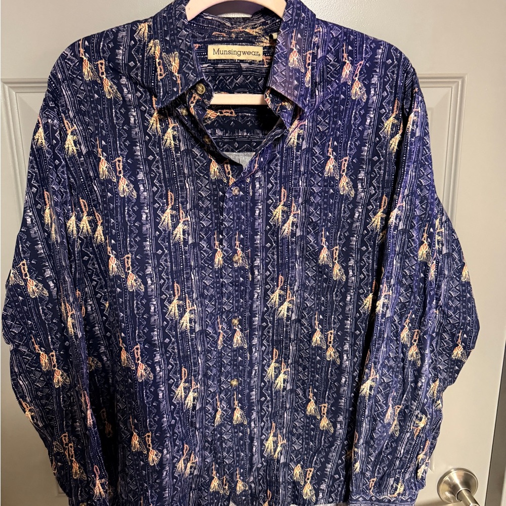 Munsingwear Men's Navy Patterned Casual Shirt